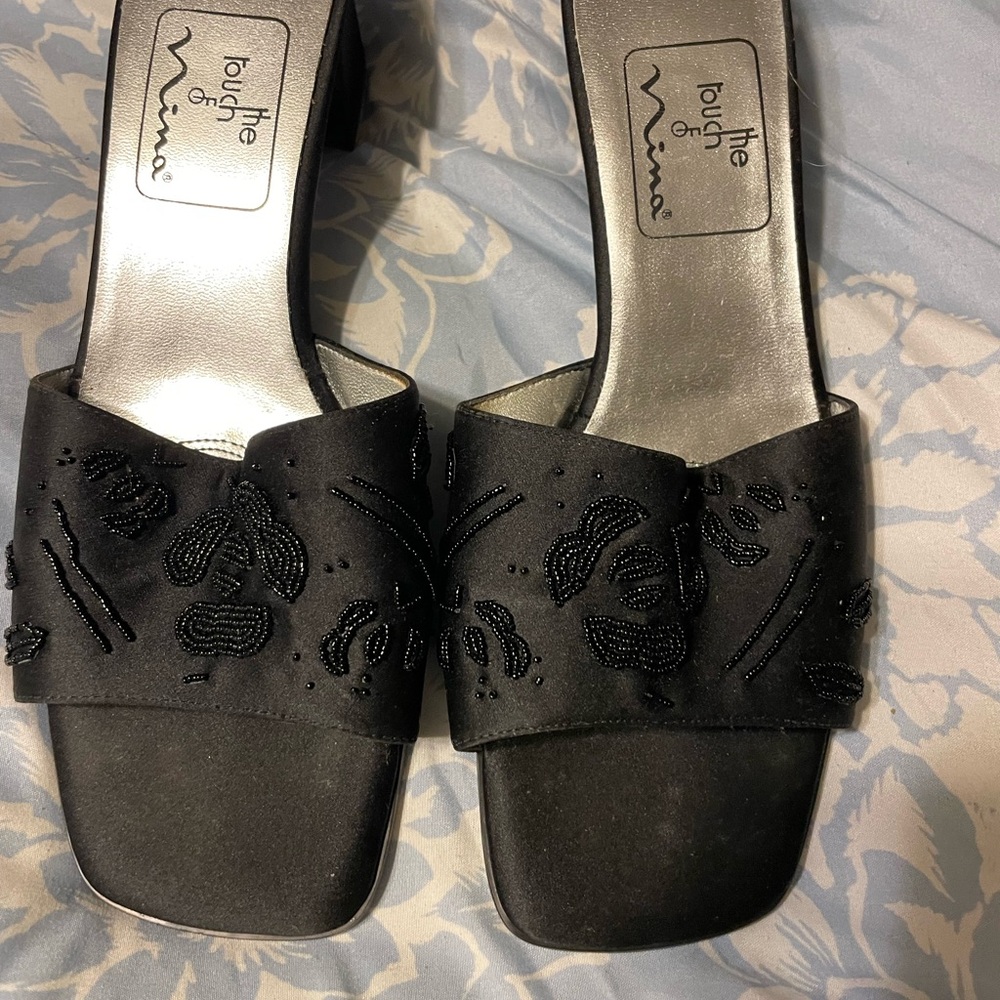Nina Black Beaded Flats